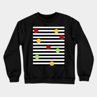 Ping pong black and white striped pattern with happy colorful circles Crewneck Sweatshirt
